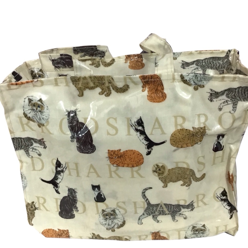 Harrods Cat Print Tote Bag - Cream and Multicolor